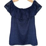 Lilly Pulitzer  Women’s Size XS True Navy La Fortuna Off the Shoulder Blouse Top Photo 1