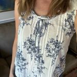 Soft Surroundings  blue floral ribbon tie front romantic tank top Size Medium Photo 0