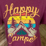 Happy Camper Women’s Medium Vinyl Print Short Sleeve Tee Purple Photo 1