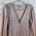 Free People Killer Queen Metallic Blush V-Neck Blouse Size S Photo 8