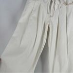 LIONESS Slouchy White Twill Pleated Drawcord Waist Wide-Leg Pants Size S Photo 6