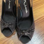 Nina  Brown Peep Toe Sling Back Dress Heels S7.5 Photo 5