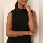 Babaton  Aritzia Black Sleeveless Mock Neck Open Tie Back Top Size Large Photo 3