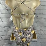 Hurley Jungle Cat Moderate Cheeky One Piece Swimsuit Cream, Brown Gold M NWT Photo 2