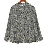 August Max Woman 12W 100% Silk Retro Print Buttoned Top Funky 70s Luxury Costume Blue Size 12 Photo 0