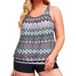 Tankini Set Geometric Print Black Chevron Print Tank Top NWOT Size 22W #6918 Photo 0