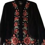 Double D Ranch Twila Black Suede/LeatherJacket with Red Floral Embroidery NWOT Photo 0