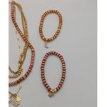Loft  Festive Layered Necklace Bracelet Set Pink Gold Orange Star Moon Celestial Photo 4