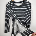 Lou & grey  Striped Top Long Sleeve Side Zip Grey White Cotton Blend size M Photo 2