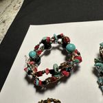 Lot Of 3 Beaded Spiral Wrap & Stretchy Set Assortment Bracelets Brown Blue Mix Photo 5