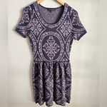 Romeo + Juliet Couture Lavender Navy Baroque Knit Skater Dress Size M Photo 2