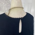 Petite Sophisticate  Whimsygoth Black Mesh Velvet Floral Beaded Blouse Top L Photo 5