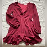 The Impeccable Pig  Ruffled Romper Dark Maroon Size M Photo 0