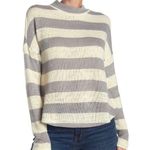 Socialite New  Striped Dolman Sleeve Mock Neck Sweater Grey Ivory Photo 0