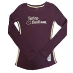 Harley Davidson Knit Long Sleeve Shirt Purple Size Small Palm Beach Embroidered‎ Photo 0