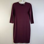 Vince  Burgundy Stretch Knit Sheath Dress M Minimalist Classic Work Chic Timeless Photo 3