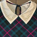 Charter Club  Petite plaid preppy classic polished Embellished-Collar Top NWT M Photo 2