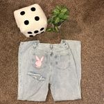 Playboy  Light Blue Boyfriend Jeans with Pink Logo Photo 1