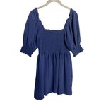 Hill House  The Athena Nap Dress Size Small Navy Crepe Smocked Mini Puff Sleeve Photo 5