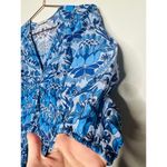 Sandro  Blue Floral Linen Blend A-Line V-Neck Mini Dress Size 36 US 4 Photo 12