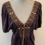 Anthropologie  Purple Boho Embellished Top Medium Tassels  RARE FEW LOOSE THREADS Photo 1