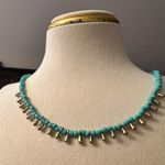 Handmade 🌊 Boho Turquoise Beaded Choker with Gold Accents 🌊 Photo 1