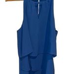 Saks 5th Avenue Saks Fifth Avenue blouse NEW steel Blue Layered Sleeveless Top keyhole back Photo 0