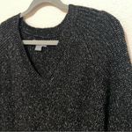 Natural Reflections Ribbed V-Neck Raglan Long-Sleeve Sweater, marled black sz XL Photo 7