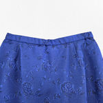 Vintage 80s Royal Blue Jacquard Skirt Suit Floral Formal Skirt Blazer Size 12P Photo 10