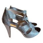 Michael Kors Michael Berkley T-Strap Glitter Heels Women’s Size 10M Silver Photo 4