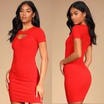 Lulus NWT  Beyond‎ Basics Ribbed Cutout Bodycon Mini Dress in Bright Red Size S Photo 2