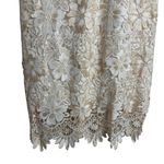 Shoshanna  Ivory Gold Sleeveless Floral Lace Midi Cocktail Dress Size 10 Photo 7