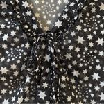 Free People Marne Star Print Sheer Mesh Tie Front Coquette Blouse Top Size S Photo 4