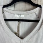 easel  Off-White Ribbed Long Sleeve V-Neck Top Photo 3