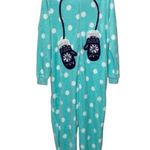 secret treasures  Light Blue White Polka Dot Mitten Print Full Pajamas Zipper XL Photo 6