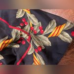 Oscar de la Renta  Black Silk Scarf with Cherry Floral Accents Photo 1