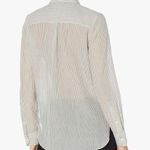 Theory  Straight Shirt in Striped Organic Cotton Navy Cream Size M Photo 2