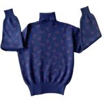 Tricots St. Raphael Vtg 80's Turtleneck Sweater Sz M? Paisley Navy Pure N… Photo 3