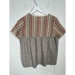 THML  mixed Media Short‎ Sleeve Top Size M Boho Casual Grey Browns Photo 9