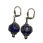 Vintage Mongolian Beads Bollywood Earrings Clip On Dangle Jewelry Blue Silver Photo 3