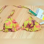 Bari Swimwear Reversible Triangle Bikini Top – Tropical Palm Print Yellow Size 36 Photo 5