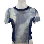 Urban Outfitters Blue Tie Dye Short Sleeve Mesh Crew Neck T Shirt Tee Top L Photo 0