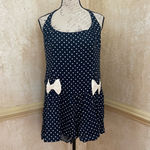 Free People High Strung Blue White Polkadot Romper Jumpsuit w Bows Coquette Sz L Photo 4