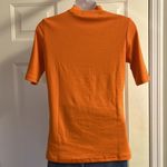 Pumpkin Orange Mock Neck Short Sleeve Shirt Photo 4