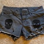 Hot Topic Grey Distressed Skull Shorts Photo 0