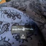 Beverly Hills Polo Club blue velvet floral long sleeve button down short | m Photo 4