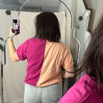 Pilcro  Gianna Contrast Short Sleeve V-Neck Tee Peach Pink Size XS Photo 2