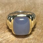 David Yurman 14K and Sterling Silver Two Tone Violet Chalcedony Cable Ring Photo 3