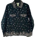 Quacker Factory Beaded Paisley Black and White Shirt Jacket Size Small Medium Photo 0