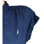 Nautica  Womens Navy Blue Linen Blend Short Sleeve Button Up Camp Shirt Size L Photo 2